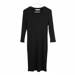 Lush Black  Long Sleeve Ribbed Dress